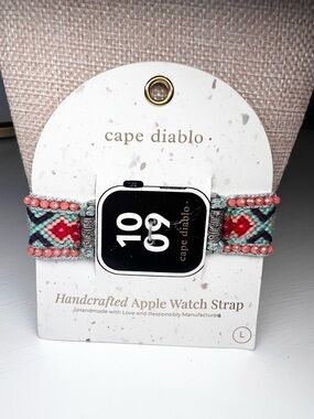 Cape Diablo Woven Apple Watch Adjustable Band in Coral Teal Gray Fits 38mm-45mm